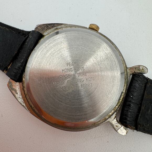 Vintage Pearl Horseshoe Watch Leather Band Black Ladies Needs Battery main image 6